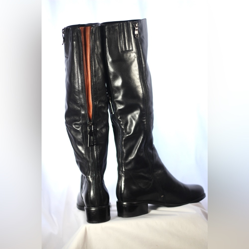 Bins-Line sexy black leather boots